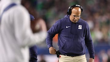 Penn State Nittany Lions head coach James Franklin reacts in the second half against the Notre Dame Fighting Irish in the Orange Bowl at Hard Rock Stadium. 