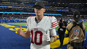 San Francisco 49ers quarterback Mac Jones (10)