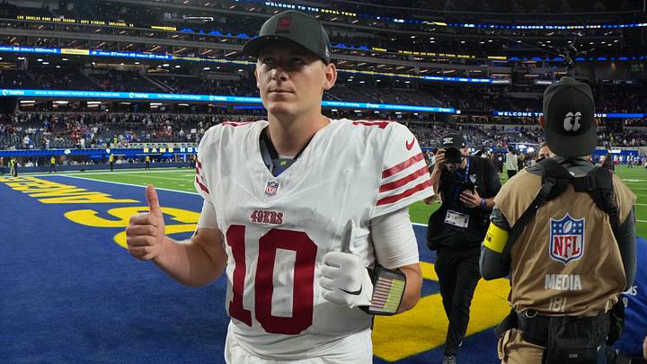 San Francisco 49ers quarterback Mac Jones (10)