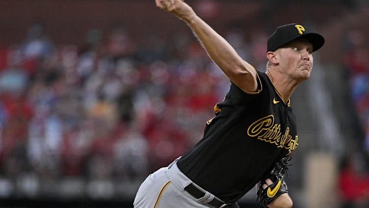 Sep 1, 2023; St. Louis, Missouri, USA;  Pittsburgh Pirates starting pitcher Mitch Keller (23)