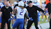 Boise State Broncos head coach Spencer Danielson and running back Ashton Jeanty.