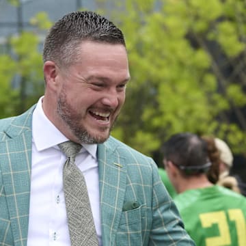 oregon ducks dan lanning cinematic recap video ducks vs them iowa hawkeyes road big ten dante moore rain upset kinnick stadium