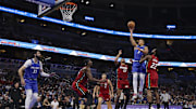 Dec 5, 2025; Orlando, Florida, USA; Orlando Magic guard Desmond Bane (3) shoots the ball against the Miami Heat in the fourth quarter  at Kia Center. Mandatory Credit: Nathan Ray Seebeck-Imagn Images