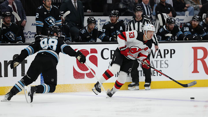 New Jersey Devils left wing Jesper Bratt (63): Rob Gray-Imagn Images