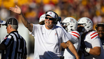 Nov 25, 2023; Tempe, Arizona, USA; Arizona Wildcats senior defensive assistant coach Duane Akina against the Arizona State Sun Devils during the Territorial Cup at Mountain America Stadium. Mandatory Credit: Mark J. Rebilas-USA TODAY Sports