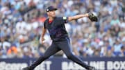 Jul 19, 2024; Toronto, Ontario, CAN; Toronto Blue Jays starting pitcher Chris Bassitt (40) pitches to the Detroit Tigers during the first inning at Rogers Centre. Mandatory Credit: John E. Sokolowski-USA TODAY Sports