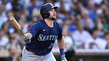 Cal Raleigh hits a home run for the Seattle Mariners in 2025.