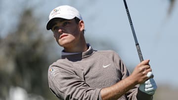  Mar 6, 2025; Orlando, Florida, USA; Jackson Koivun (amateur) plays his shot from the eighth tee during the first round of the Arnold Palmer Invitational golf tournament at Bay Hill. Mandatory Credit: Reinhold Matay-Imagn Images