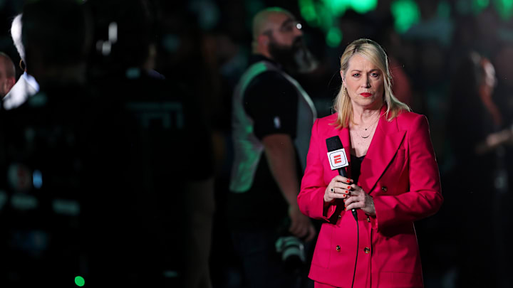 Doris Burke looks on before game two of the 2024 NBA Finals.