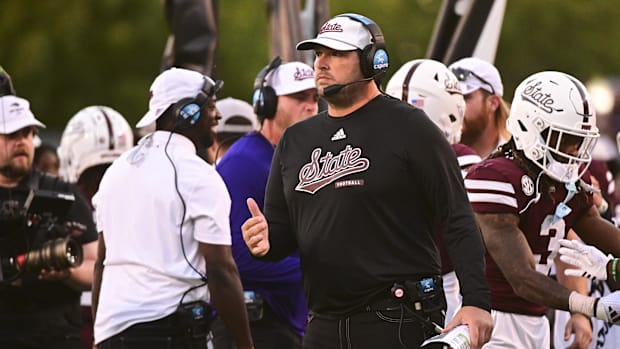 Mississippi State Jeff Lebby coaches against Texas A&