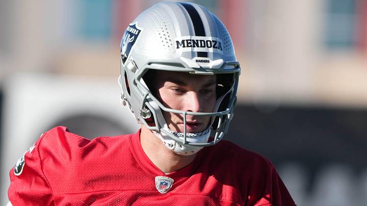 Las Vegas Raiders quarterback Fernando Mendoza during 2026 minicamp