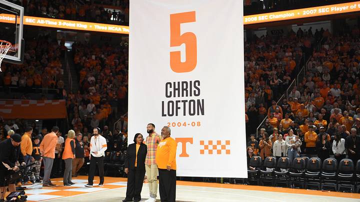 Chris Lofton poses for a photo with his family during a game between the Tennessee Vols and the Kentucky Wildcats, in Thompson-Boling Arena, in Knoxville, Tenn., Saturday, Jan. 14, 2023.

Volskentucky0114 1367