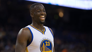 Mar 9, 2016; Oakland, CA, USA; Golden State Warriors forward Draymond Green (23) smiles between plays against the Utah Jazz during the third quarter at Oracle Arena. The Warriors defeated the Jazz 115-94.