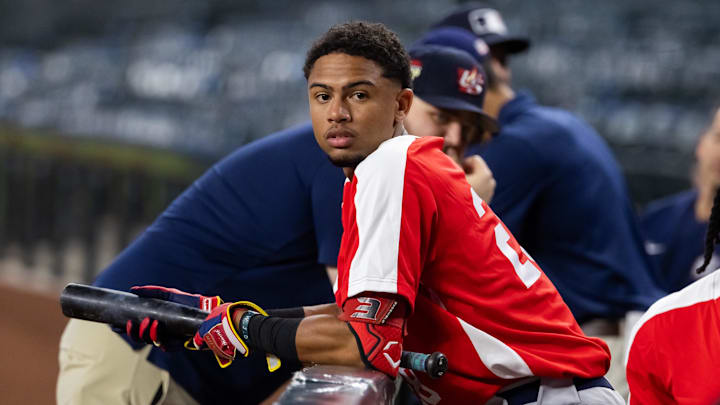 Jun 18, 2024; Phoenix, AZ, USA; Miami Christian School shortstop Ronny Cruz during the MLB Draft Combine at Chase Field. Mandatory Credit: Mark J. Rebilas-Imagn Images