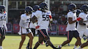 Jul 29, 2024; Houston, TX, USA; Houston Texans defensive tackle Marcus Harris (59) during training camp at Houston Methodist Training Center