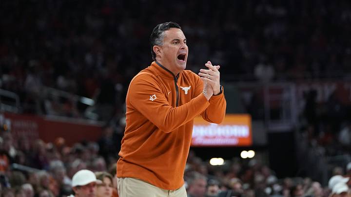 Jan 17, 2026; Austin, Texas, USA; Texas Longhorns head coach Sean Miller reacts during the first half in a 74-70 loss against the Texas A&M Aggies at Moody Center. Mandatory Credit: Dustin Safranek-Imagn Images