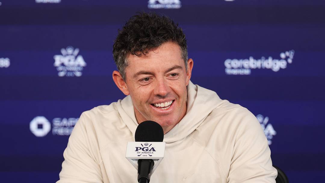 Rory McIlroy speaks with the media before a practice round of the 2026 PGA Championship at Aronimink Golf Club Rory McIlroy speaks with the media before a practice round of the 2026 PGA Championship at Aronimink Golf Club