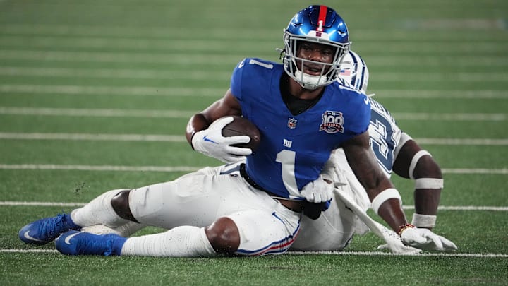 Nabers had 12 catches for 115 yards for the Giants against the Cowboys.