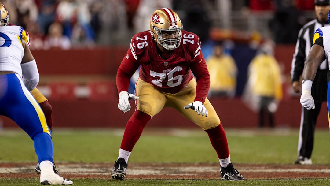 San Francisco 49ers offensive lineman Jaylon Moore (76)