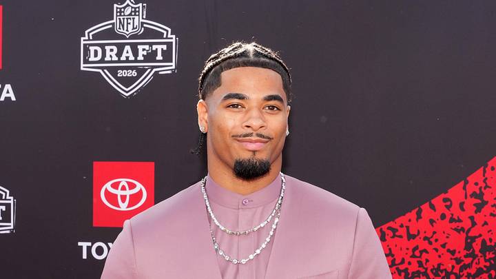 LSU Tigers defensive back Mansoor Delane poses on the red carpet before the 2026 NFL Draft