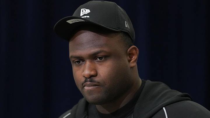 Feb 25, 2026; Indianapolis, IN, USA; Clemson defensive lineman Demonte Capehart (DL05) speaks during the NFL Scouting Combine at the Indiana Convention Center. Mandatory Credit: Kirby Lee-Imagn Images