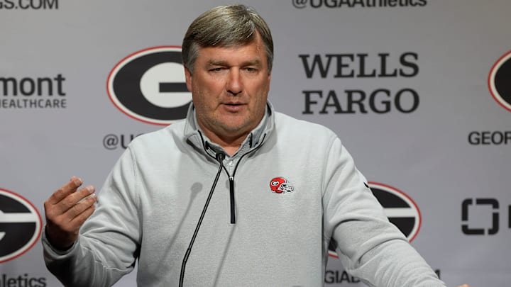 Georgia coach Kirby Smart speaks to the media. Georgia coach Kirby Smart speaks to the media.