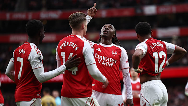 Eberechi Eze fired Arsenal four points clear in the Premier League title race. Eberechi Eze fired Arsenal four points clear in the Premier League title race.