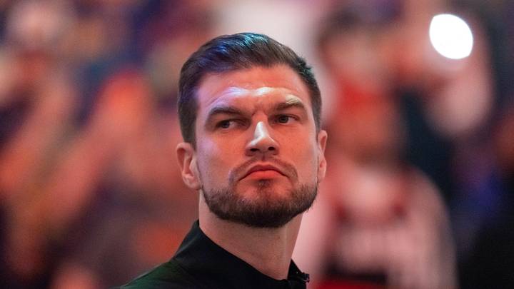 Apr 14, 2026; Phoenix, Arizona, USA; Portland Trail Blazers acting head coach Tiago Splitter against the Phoenix Suns during the play-in rounds of the 2026 NBA Playoffs at Mortgage Matchup Center. Mandatory Credit: Mark J. Rebilas-Imagn Images
