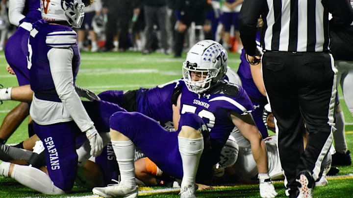 Sumner's defense forced three turnovers, and rode three Steele Isaacs' second-half touchdowns to a 23-11 victory over Graham-Kapowsin to win the 4A SPSL.