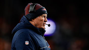 Dec 24, 2023; Denver, Colorado, USA; New England Patriots head coach Bill Belichick in the second quarter against the Denver Broncos at Empower Field at Mile High. Mandatory Credit: Isaiah J. Downing-Imagn Images