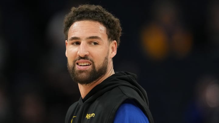 Golden State Warriors guard Klay Thompson (11) before the game against the Charlotte Hornets at Chase Center. Mandatory Credit: