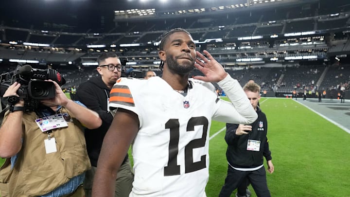 Browns quarterback Shedeur Sanders earned his first career win on Sunday against the Raiders.
