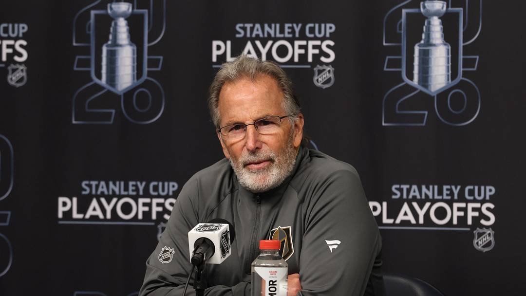 John Tortorella addresses the media after a game in the 2026 Stanley Cup Playoffs