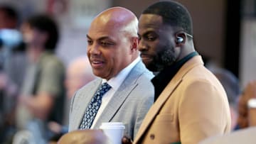 Charles Barkley and Draymond Green at the Dallas Mavericks and the Minnesota Timberwolves game during the 2024 NBA playoffs