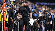 Detroit Lions head coach Dan Campbell watches a play against Tampa Bay Buccaneers during the second half at Ford Field in Detroit on Monday, Oct. 20, 2025.