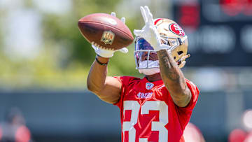 San Francisco 49ers wide receiver Jacob Cowing (83)