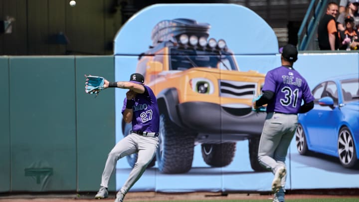 Rockies outfielder Jordan Beck loses a fly ball in the sun in a season where his team has been outscored by its opponents by 109 runs, 40 runs worse than any other team. Rockies outfielder Jordan Beck loses a fly ball in the sun in a season where his team has been outscored by its opponents by 109 runs, 40 runs worse than any other team.
