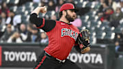 Chicago White Sox pitcher Bryse Wilson (46) throws against the Miami Marlins at Rate Field.