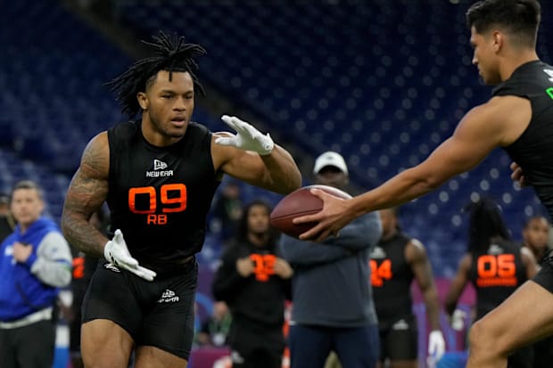 North Carolina running back Omarion Hampton during the 2025 NFL Combine.