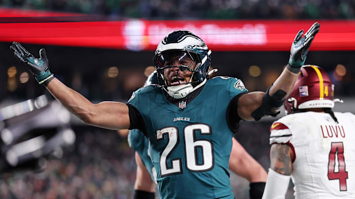 Eagles RB Saquon Barkley rushed for 2,005 yards and finished second in fantasy points among running backs last season.