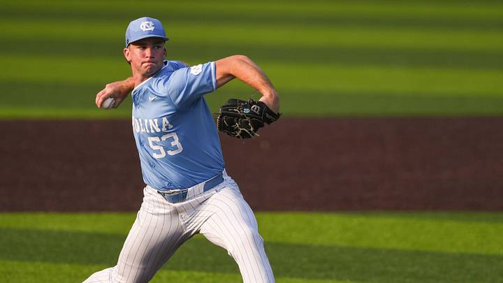 UNC baseball pitcher Ryan Lynch (53) during a start at Duke on Friday, April 24, 2026.