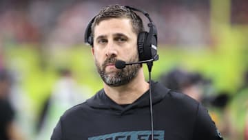 Feb 9, 2025; New Orleans, LA, USA; Philadelphia Eagles head coach Nick Sirianni reacts in Super Bowl LIX against the Kansas City Chiefs at Ceasars Superdome.