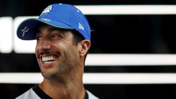 May 5, 2024; Miami Gardens, Florida, USA; RB driver Daniel Ricciardo (3) walks in the paddock before the F1 Miami Grand Prix at Miami International Autodrome. Mandatory Credit: Peter Casey-USA TODAY Sports