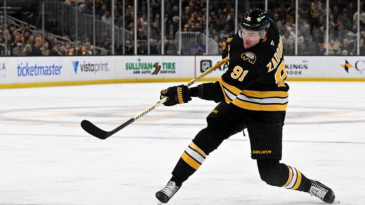Jan 22, 2026; Boston, Massachusetts, USA; Boston Bruins defenseman Nikita Zadorov (91) attempts a shot against the Vegas Golden Knights during the third period at the TD Garden. Mandatory Credit: Brian Fluharty-Imagn Images Jan 22, 2026; Boston, Massachusetts, USA; Boston Bruins defenseman Nikita Zadorov (91) attempts a shot against the Vegas Golden Knights during the third period at the TD Garden. Mandatory Credit: Brian Fluharty-Imagn Images