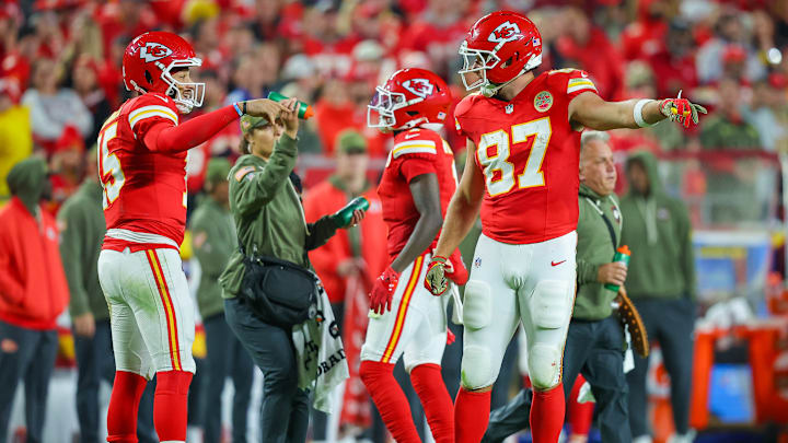 Kansas City Chiefs quarterback Patrick Mahomes and tight end Travis Kelce