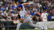 Jul 26, 2025; Chicago, Illinois, USA; Chicago Cubs pitcher Brad Keller (40) pitches during the eighth inning against the Chicago White Sox at Rate Field. Mandatory Credit: Patrick Gorski-Imagn Images