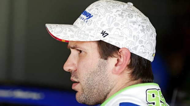 NASCAR Cup Series driver Daniel Suarez (99) during practice for the Daytona 500 at Daytona International Speedway.