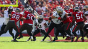 New Orleans Saints running back Alvin Kamara (41) runs against the Tampa Bay Buccaneers