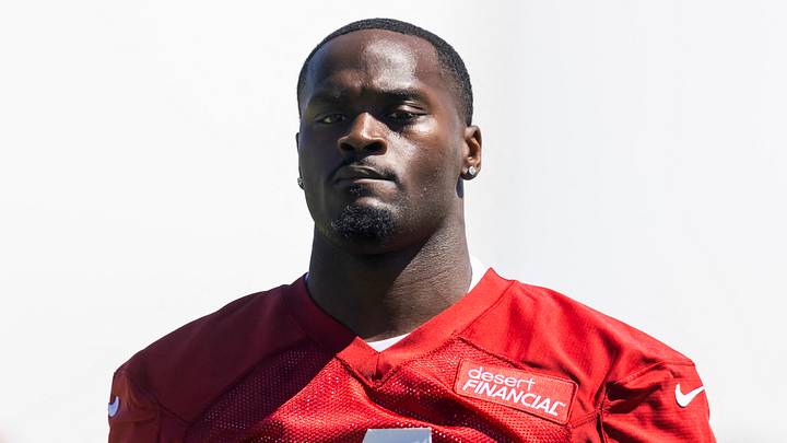 May 8, 2026; Tempe, AZ, USA; Arizona Cardinals running back Jeremiyah Love (4) during rookie minicamp at Dignity Health Arizona Cardinals Training Center. Mandatory Credit: Mark J. Rebilas-Imagn Images