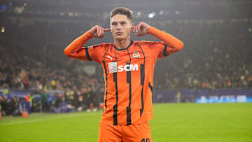 Georgiy Sudakov after scoring in the UEFA Champions League